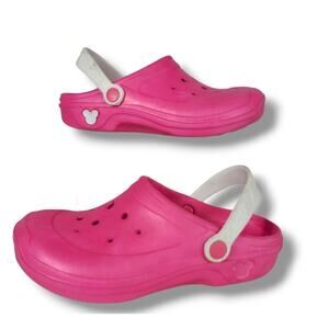 Disney Womens SZ 8 Pink White Non Marking Waterproof Foam Clogs Heel Strap FLAW